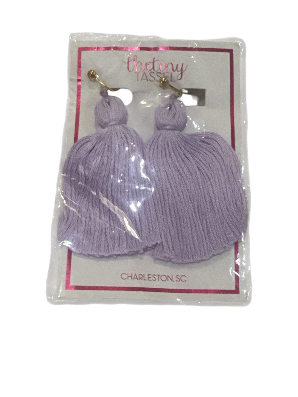 The Tiny Tassel Lavender Thread Drop Earrings